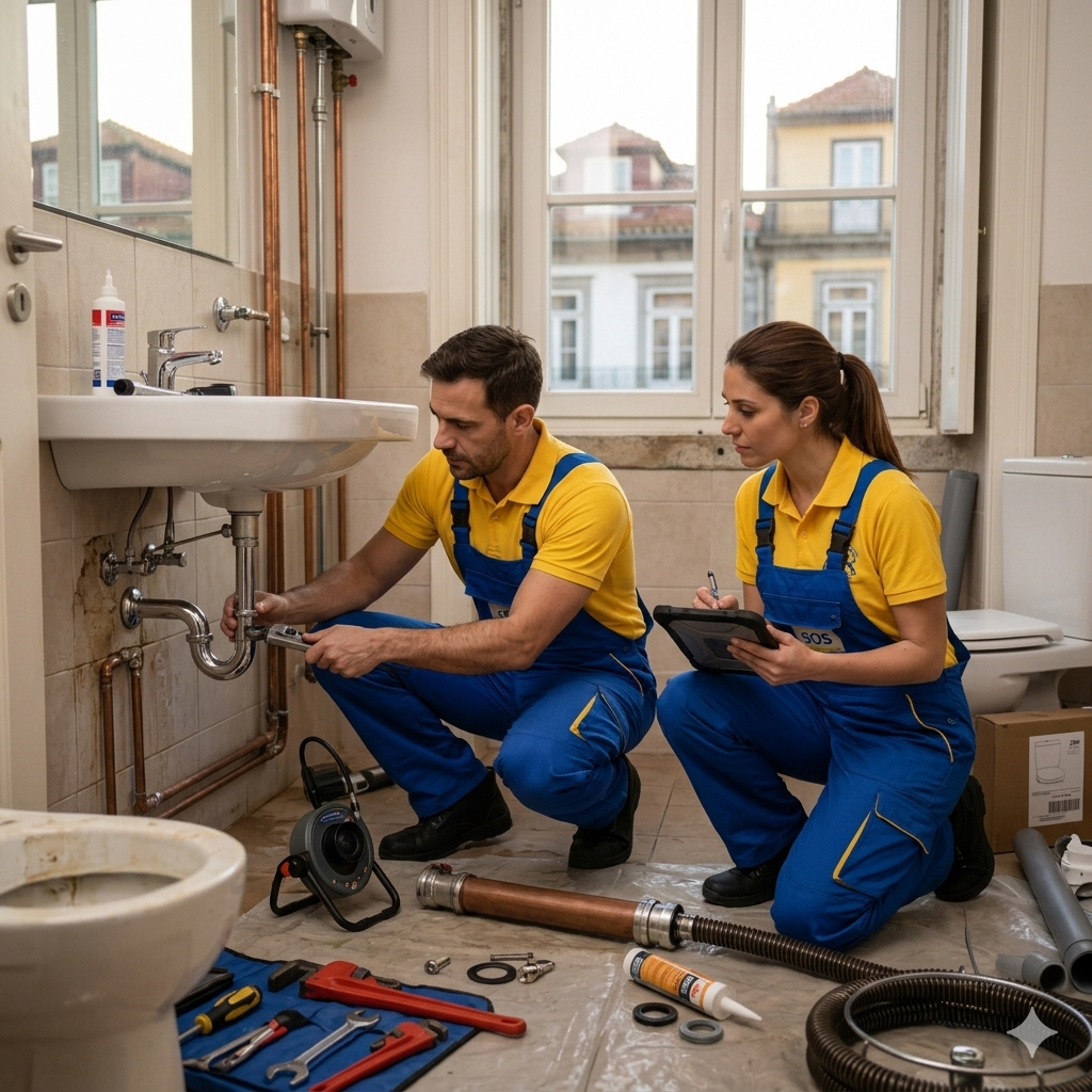 Canalizador profissional a trabalhar